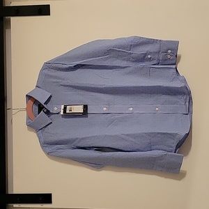 NWT Tommy boys dress shirt blue size 10 small star/cross pattern